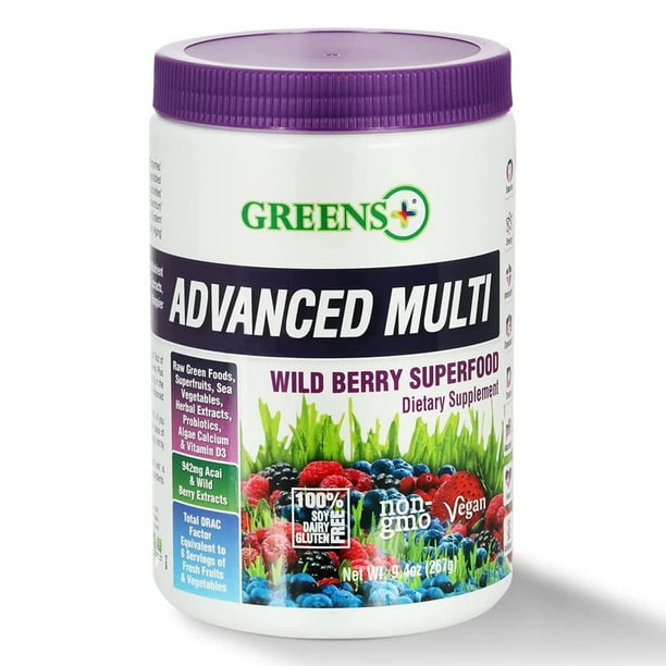 Greens Plus Advanced Multi Wild Berry Superfood Powder, Fruits and Veggies Supplement, 30