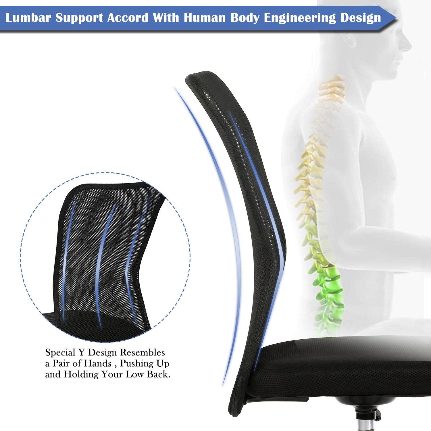 NiamVelo Armless Mesh Office Chair Adjustable Ergonomic Desk Chair