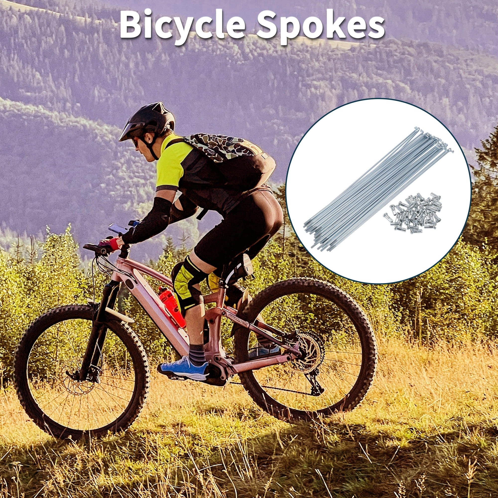 Unique Bargains 36Pcs 13G 45 Steel Galvanized Bike Wheel Spokes with Nipples Silver 8.27"