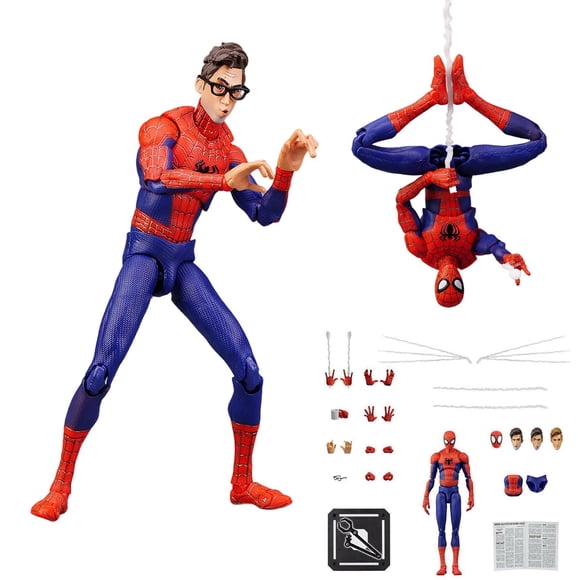 Spider Mαn : Into The Spider-Verse SV-Action Peter B. Parker Sentinel SV Super Heroes Figurine Articulée en PVC de 6 Pouces / 16 cm Modèle de Collection Figurine Statue
