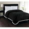 thumbnail image 1 of Soft Plush Reversible Corduroy / Sherpa Lined Oversized Bed Blanket for Bedroom or Lounging on Couch, Queen, Black, 1 of 1