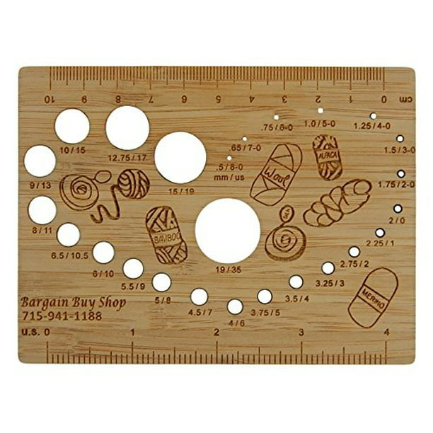 Bamboo Knitting Needle Gauge And Ruler Or Stitch Counter In Us And