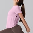 thumbnail image 4 of biudgviw Open Back Workout Tops for Women Casual Short Sleeve Crewneck Slim Yoga Shirt Quick Dry Athletic Running Tees, 4 of 7