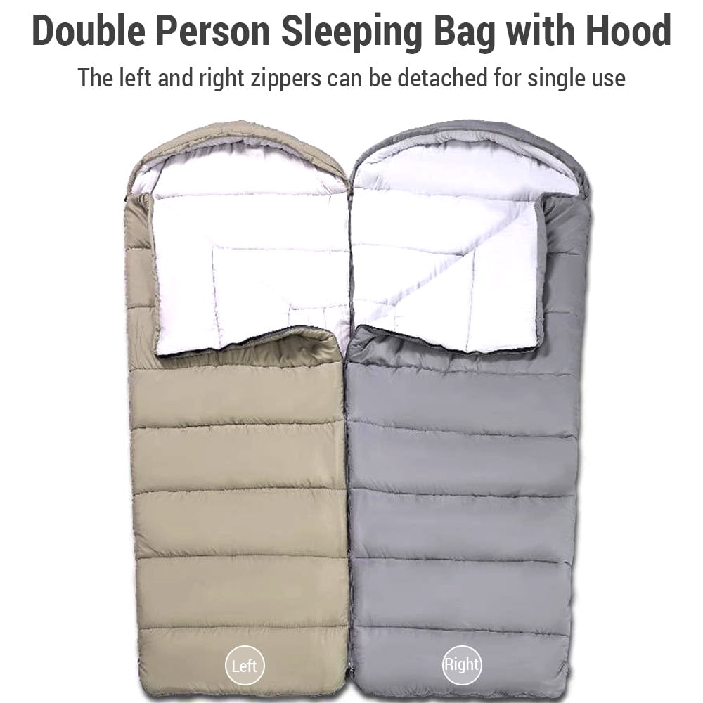 double sleeping bags for camping Sleeping Bags for Adults, Lightweight Cold Weather Double Persons Sleeping Bag Backpacking With Hooded for Warm Camping Hiking Outdoor Travel