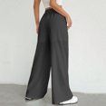 thumbnail image 6 of Hauaitttt Women Drawstring Waist Wide Leg Pants High Waisted Wide Leg Pants Fashion Drawstring Elastic Trousers Comfy Straight Leg Long Pants with Pockets Sweatpants Women Athletic Maternity Women, 6 of 8
