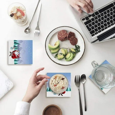 

ZHANZZK Snowman Christmas Set of 8 Coaster for Drinks Absorbent Ceramic Stone Coasters Cup Mat with Cork Base for Home Kitchen Room Coffee Table Bar Decor