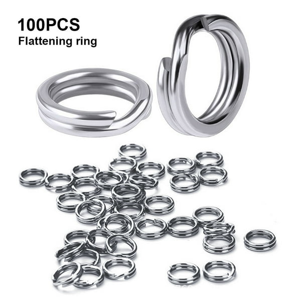 Reeffull 100 Pieces Fishing Split Rings Hard Baits Snap Stainless Steel Connector Double Loop Lures Parts Accessories For Outdoor 0.8mmx4.5mm Other