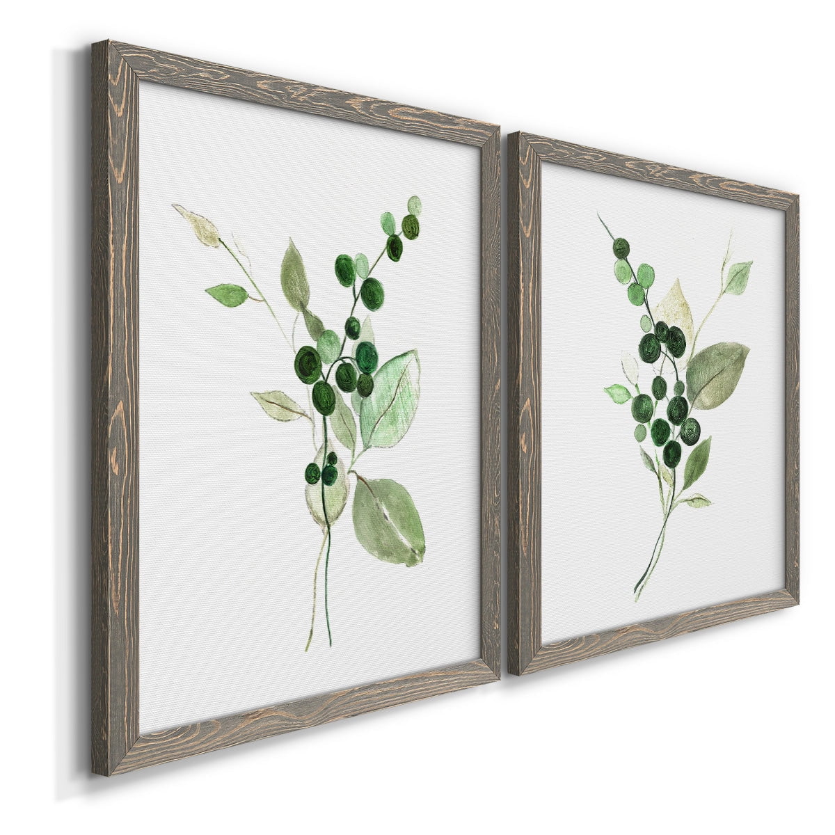 Sprigs in Green I - Premium Framed Canvas 2 Piece Set - Ready to Hang