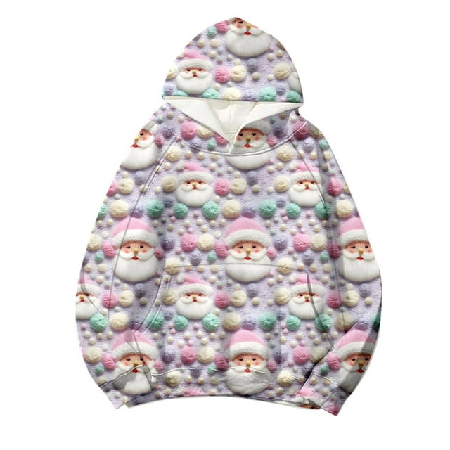WEAIXIMIUNG Chandail Camouflage pour Femmes Mignon Dames Mode Décontracté Imprimé de Noël à Capuche à Manches Longues Chandail à Capuchon Haut3