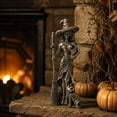 thumbnail image 4 of Magical Witch Resin Figurine Vintage Silver Gothic Tabletop Statue With Broom Cat Moon Pentacle Accents For Shelf TV Stand Office Indoor Halloween Home Decor.A, 4 of 7