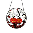 thumbnail image 2 of Halloween Pumpkin Ghost Window Hanging Decor, Stained Glass Style Halloween Suncatcher Ornament, Halloween Decorations Accessory for Home Window Indoor Halloween Holiday Scene Display,6x6Inch, 2 of 7