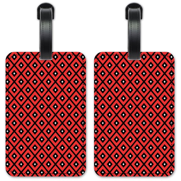 Red, Black & White Triangles - Luggage ID Tags / Suitcase Identification Cards - Set of 2