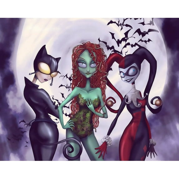 "Catwoman, Poison Ivy, Harley Quinn - CANVAS OR PRINT WALL ART"