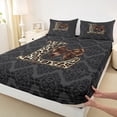 thumbnail image 3 of Homewish Bowknot Initial Alphabet L 4pcs Bed Sheets for Female Men,Animal Cheetah Print King Sheets,Gothic Chic Damask Super Cozy Sheet Set,Luxury Bedroom Decor, 3 of 7