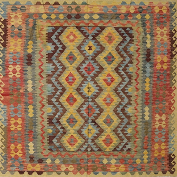 Ahgly Company Indoor Square Contemporary Mahogany Brown Southwestern Area Rugs, 3' Square