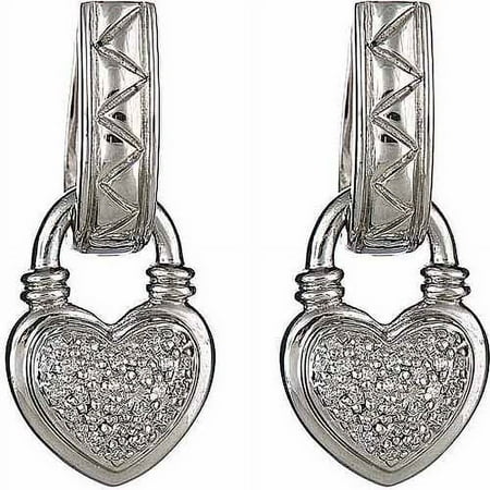 Arista 0.25 ct Round White Diamond Women's Lock Earring in Sterling Silver White (I-J, I2-I3)