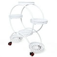 thumbnail image 4 of White Wrought Iron Plant Stand with Wheels – 6-Tier Rolling Flower Pot Holder for Living Room, Office, Yard, 4 of 7