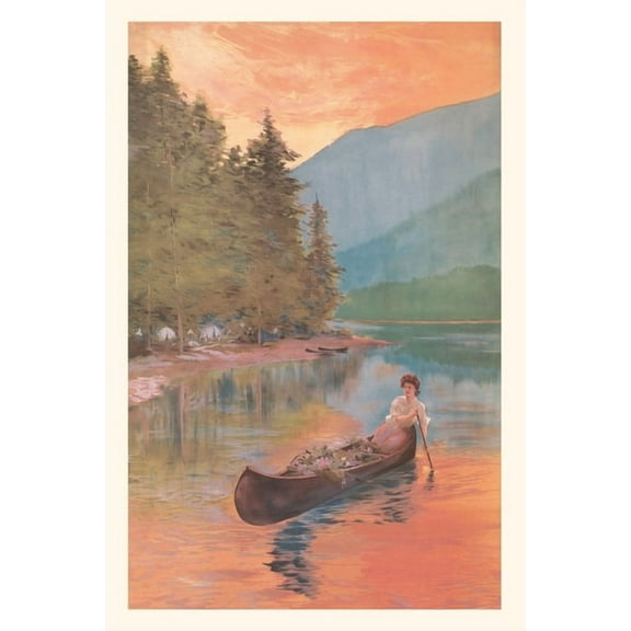 Pocket Sized - Found Image Press Journals: Vintage Journal Woman Canoeing on River (Paperback)