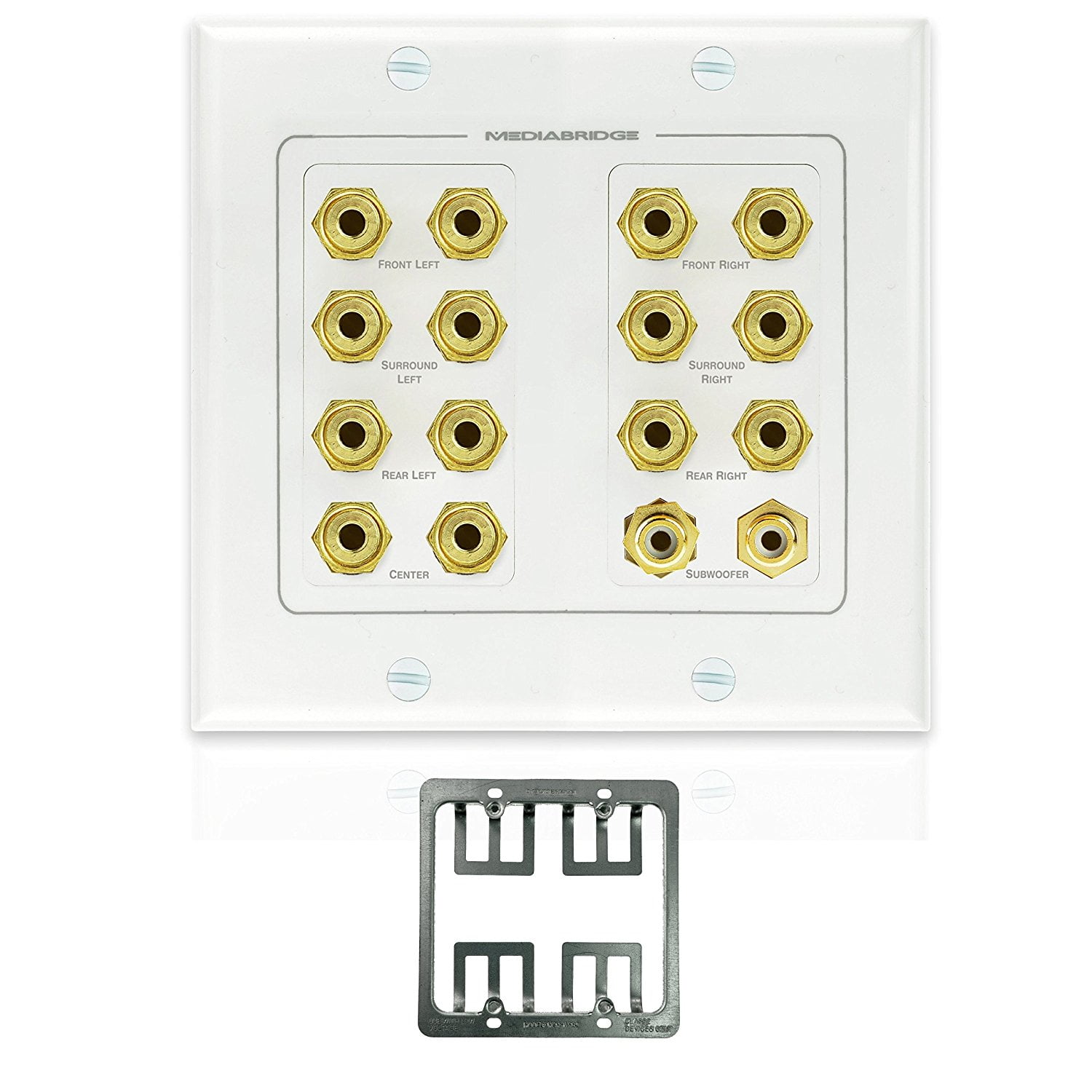 Mediabridge Speaker Wall Plate w/ Binding Posts (7 Pair) & RCA (2 Ports