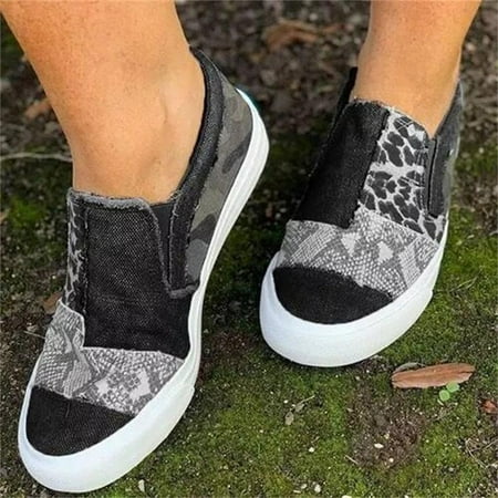 

Fidelma Sneakers Women Canvas Flat Shoes Wedge Ladies Casual Beach Office Party Black 41