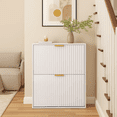 thumbnail image 2 of Dowellia Shoe storage cabinet with 2 flip-out drawers, Narrow shoe storage cabinet for entrance hall, Shoe storage cabinet in white wood, 2 of 7
