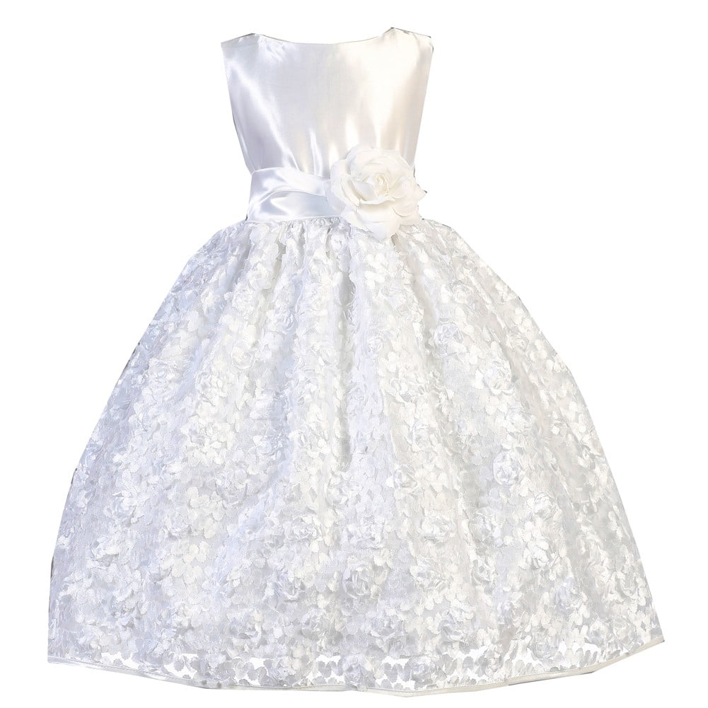 white floral mesh dress