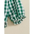 thumbnail image 6 of ZINTAOZT Toddler Baby Girl Christmas Plaid Smocked Romper Long Sleeve Embroidery Bubble Jumpsuit Bodysuit Xmas Clothes, 6 of 8