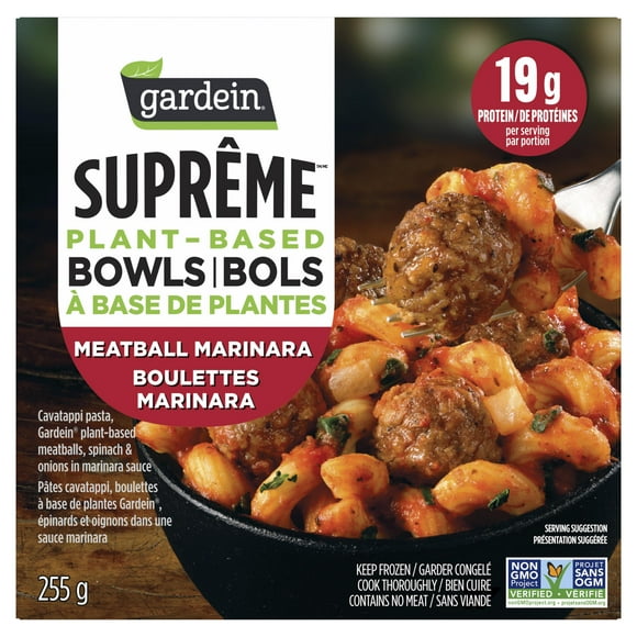 Gardein Suprême Plant-Based Bowls Meatball Marinara 255 G (Frozen), GAR MTLS MTBL MRNRA BWL 8/255 G