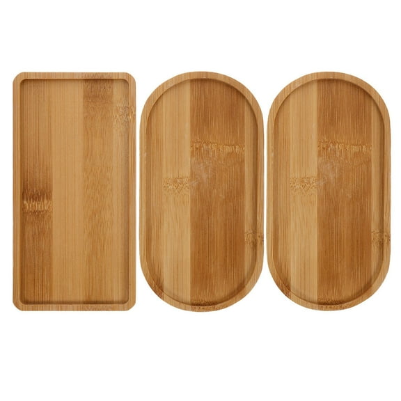 VORCOOL 3Pcs Wooden Vanity Tray For Bathrooms Home Decor Breakfast Serving Tissue Holder Tray Bamboo