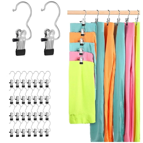 Bohorizon 30 Pack Hanger Clips, Boot Hangers for Closet, Multi Function Clip Hooks (Black)
