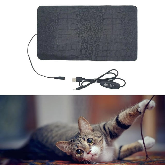 Almohadilla térmica para mascotas Calentador eléctrico ajustable de temperatura Impermeable Portátil Pequeño USB de calentamiento para tortuga - Los 33x18cm