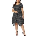 thumbnail image 1 of Women's Plus Size Dress High Low Short Sleeve PolDots Dresses Black 3X, 1 of 7