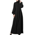 thumbnail image 1 of Birdeem Robe à Manches Longues avec Ceinture au Cou Robe Robe Unie Robe Vintage Élégante Évasée Caftan Mode Robe de Soirée, 1 of 5