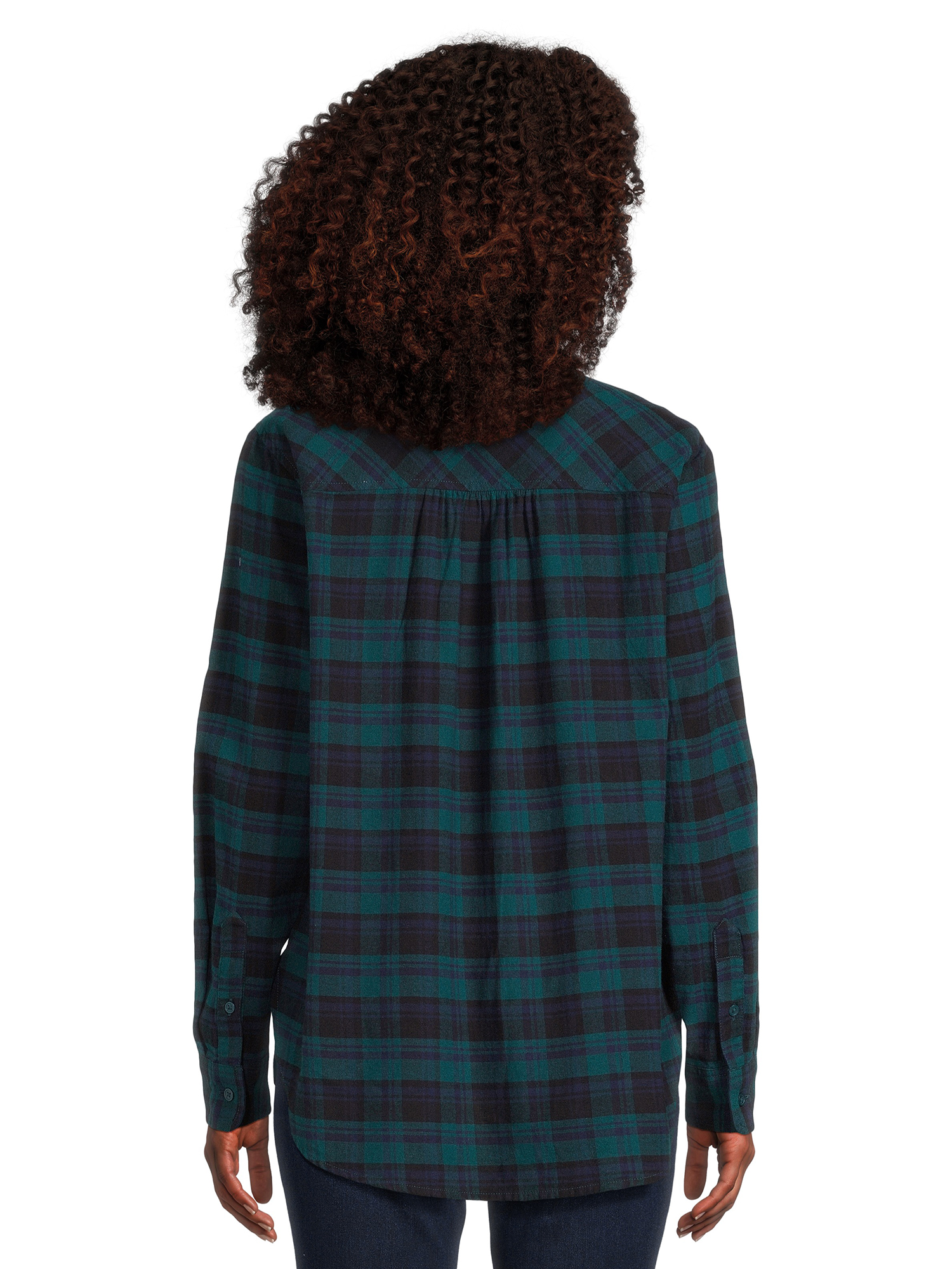 Time And Tru Womens Button Down Flannel Shirt With Long Sleeves Sizes