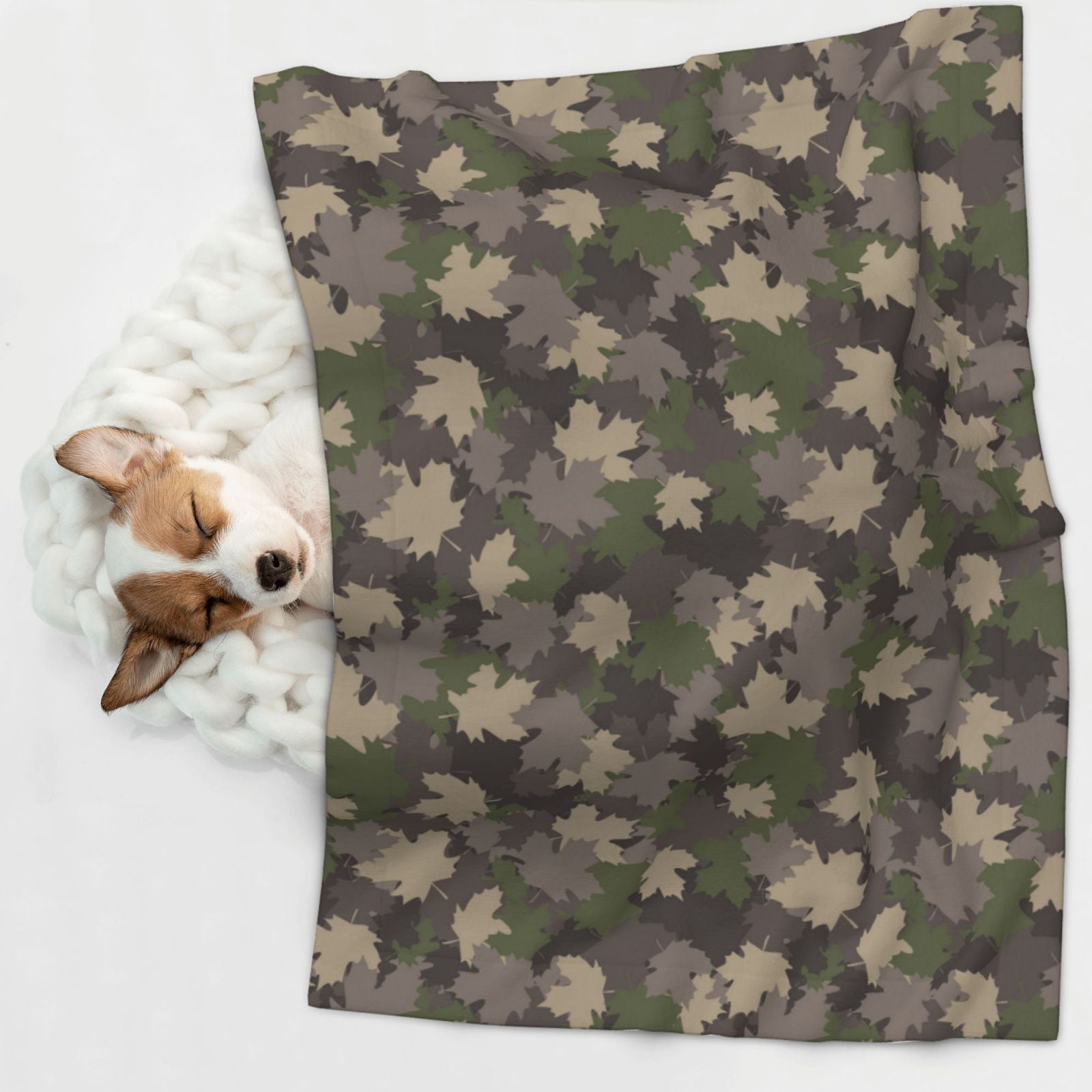 Naloa Camouflage maple Dog Blanket, 3 Sizes Cat Blanket for Indoor Cats Large Medium Small Dog Gifts-Small