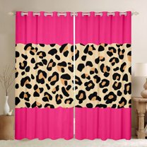 jejeloiu Abstract Cheetah Print Curtains Pack of 2 (42x84 Each),Abstract Geometric Lines Curtains Blackout,Pink Brown Bedroom Curtains For Teens,Super Cozy Room Decor