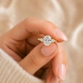 thumbnail image 2 of vylahjewellery Three Stone Oval Engagement Ring, Yellow Gold Vermeil Wedding Ring, Moissanite Diamond Solitaire Ring, Pear Side Stone Proposal Ring, 2 of 7