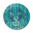 thumbnail image 1 of Animal Mouse Pad for Computers, Silhouette of a King Lion Tiger on Wooden Oak Planks Hippie Style Retro Image Print, Round Non-Slip Thick Rubber Modern Mousepad, 8" Round, Cadet Blue, by Ambesonne, 1 of 2