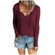 thumbnail image 1 of Blusa de manga larga con cuello en V informal y cómoda para mujer Pompotops  FGAJ16045, 1 of 8