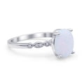 thumbnail image 2 of Solitaire Accent Oval Engagement Women Ring Lab Created White Opal 925 Sterling Silver, 2 of 5
