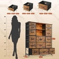 thumbnail image 3 of CHENZM 51" H Dresser with 15 Drawers Dresser for Bedroom with Charging Station & LED Lights & Hutch Sturdy Fabric Bedroom Dressers, Steel Frame, Wood Top, Rustic Brown, 51.2" H x 39.3" W x 11.8" D, 3 of 9