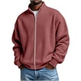 thumbnail image 3 of Eiyaclvo Zip Up Sweatshirt for Men No Hood Waffle Knit Jacket Full Zip Stand Collar Long Sleeve Fall Sweatshirt Jackets S, 3 of 7
