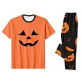 thumbnail image 6 of Family Pajamas Matching Sets - 2 piece Pumpkin Face Short Sleeve Tops+Pants Outfit Sets,Matching Halloween Pjs for Family Couples Women Men for 9 Years Pjs, 6 of 6