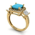 thumbnail image 2 of 3.005 ct Princess Cut Simulated Turquoise 3 Stone 14K Yellow Gold Womens Engagement Ring, 2 of 5