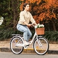 Viribus Women's 24 Inch Comfort Cruiser Bike with Basket & Rack, City