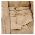 thumbnail image 4 of Women Winter Mid Length Fashionable Drawstring Waist Warm Solid Color Hooded Jacket Womens Long down Winter Coat Thick down Jacket Women Jacket Orally Coat down Padded Coat for Women Womens Long, 4 of 4