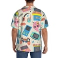 thumbnail image 5 of Naloa Playing Video Games Men's Loose Fit Cuban Collar Short-Sleeve Shirt with Button-down and Chest Pocket for Everyday Wear Outings - XX-Large, 5 of 7