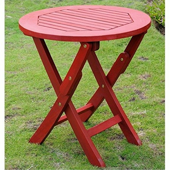 Round Folding Table - Modern Acacia Wood Side Table - Indoor Outdoor Use - Space Saving Design