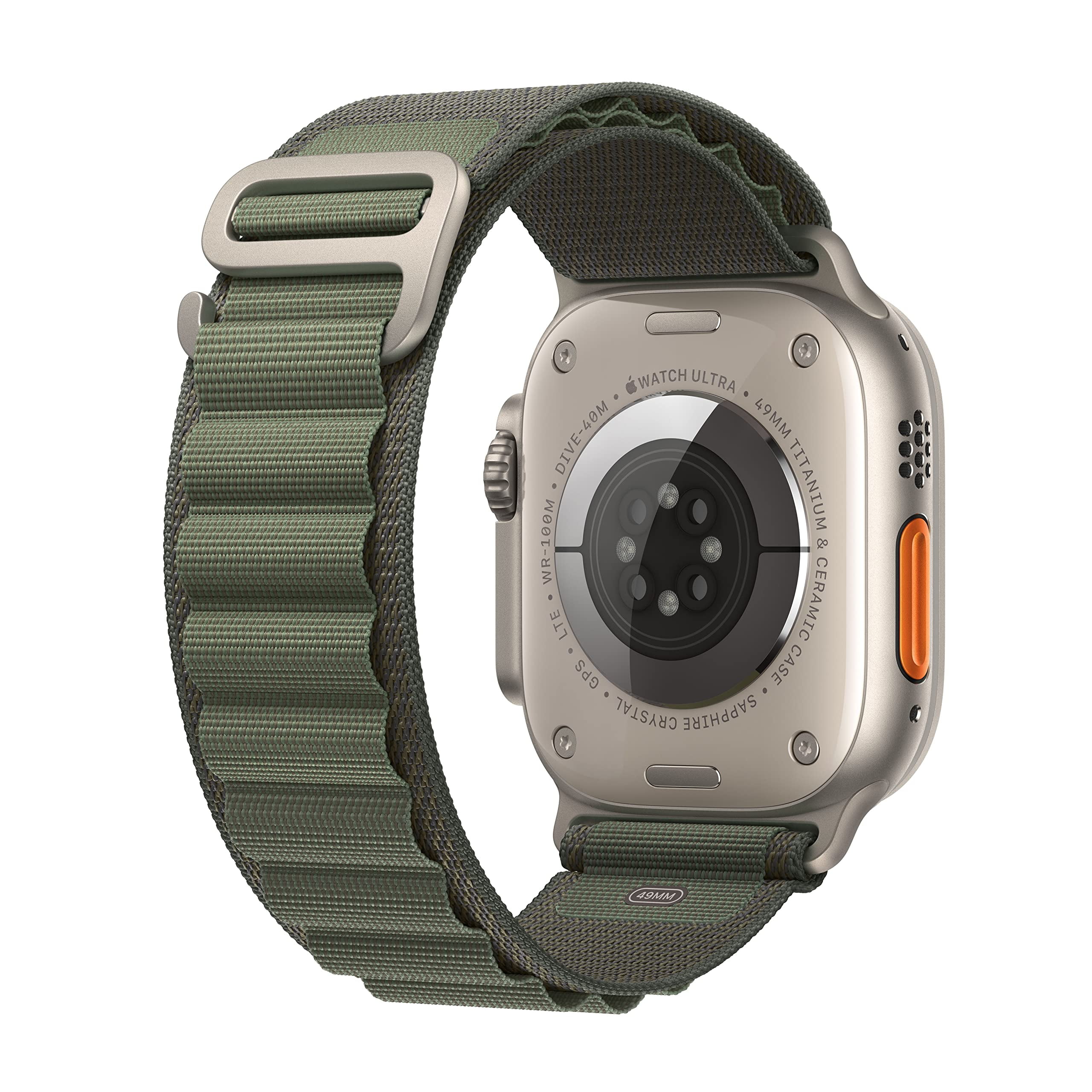 Apple Watch Ultra [GPS + Cellular 49mm] Smart Watch w/Rugged Titanium Case  & Green Alpine Loop Medium.