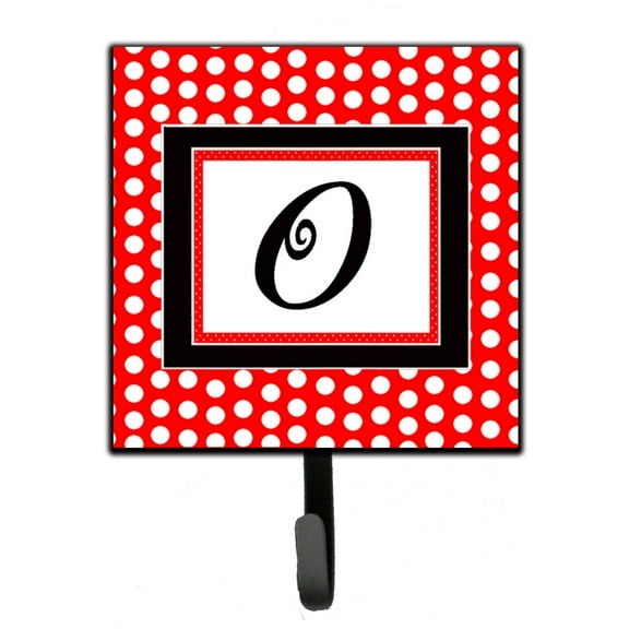Letter O Initial - Red Black Polka Dots Leash or Key Holder